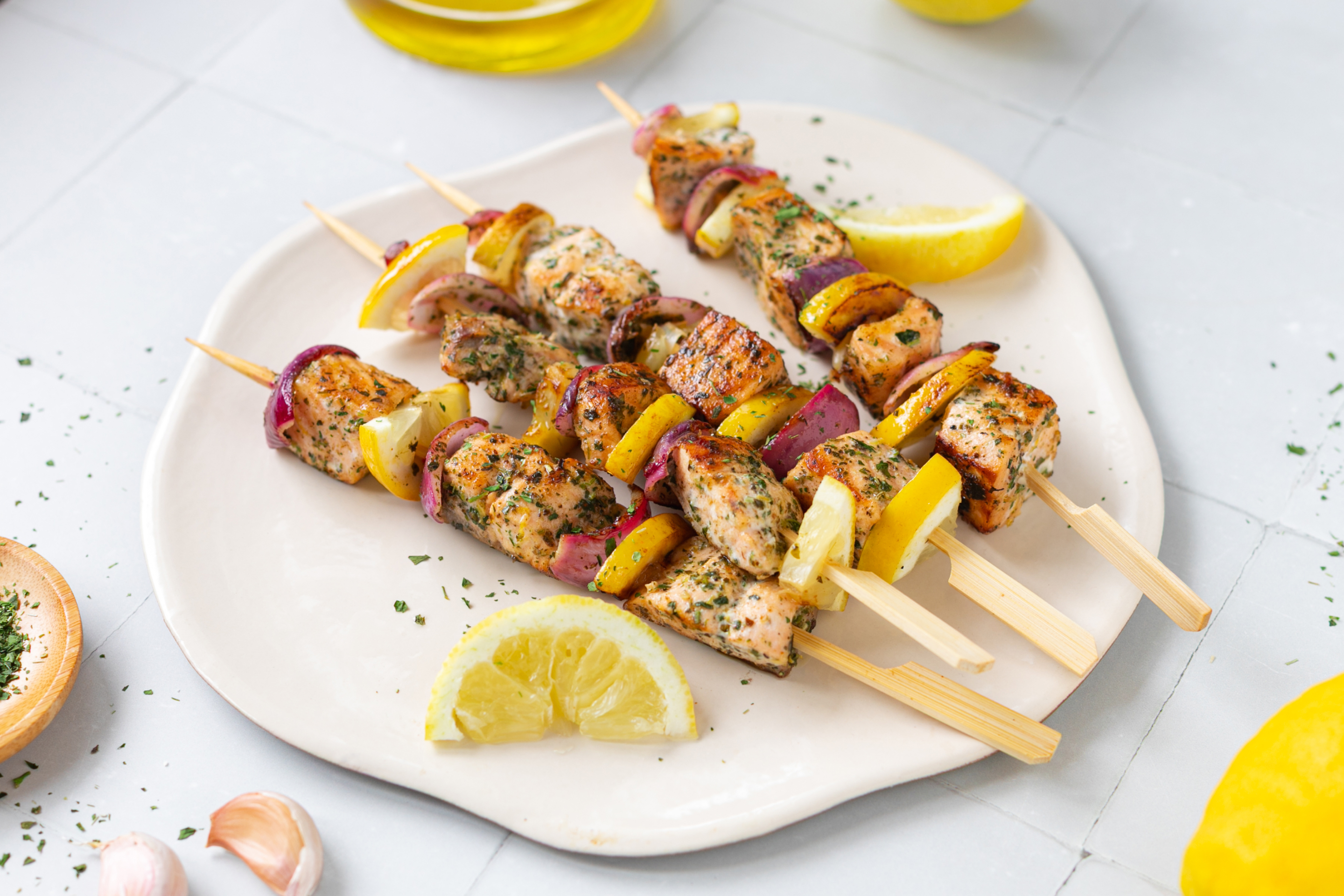 Salmon And Lemon Skewers